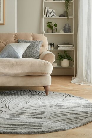 Rund Modern Wollteppich - Lino Leaf Grau Rund Modern Wollteppich - Lino Leaf Grau