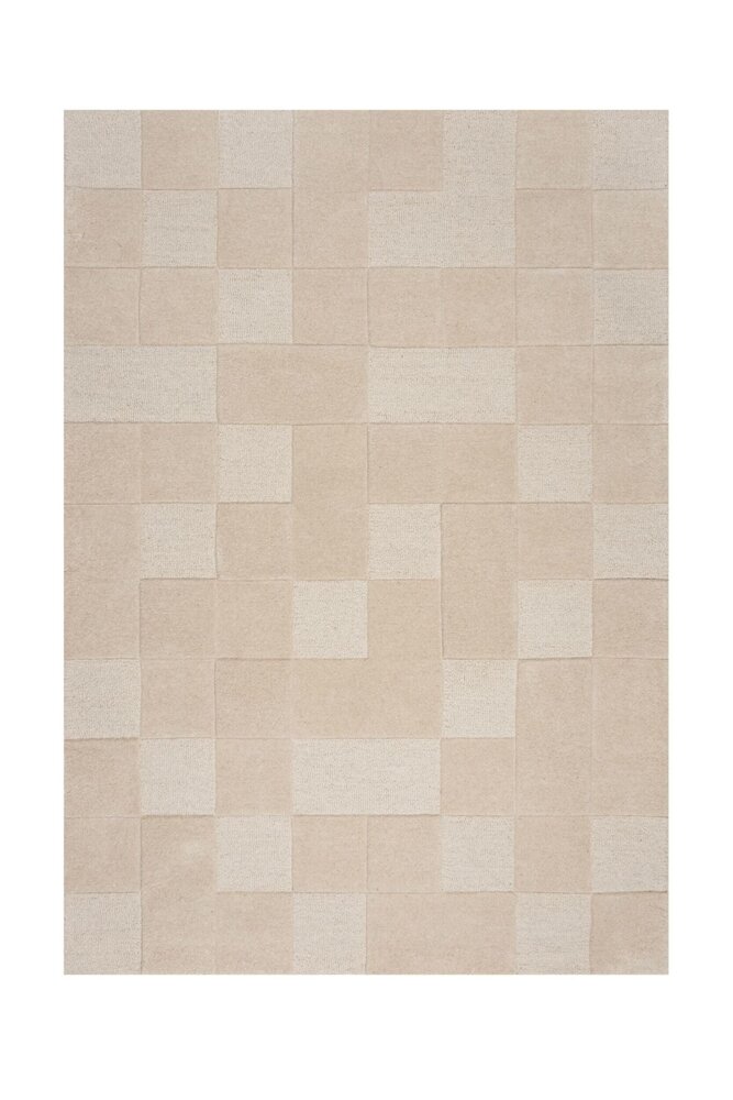 Teppich im Schachbrettmuster - Kurzflor - 100% Wolle Modern - Natur / Beige Teppich im Schachbrettmuster - Kurzflor - 100% Wolle Modern - Natur / Beige