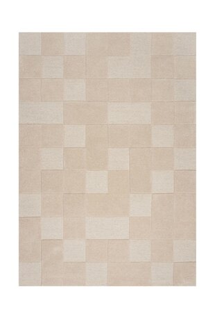 Teppich im Schachbrettmuster - Kurzflor - 100% Wolle Modern - Natur / Beige Teppich im Schachbrettmuster - Kurzflor - 100% Wolle Modern - Natur / Beige