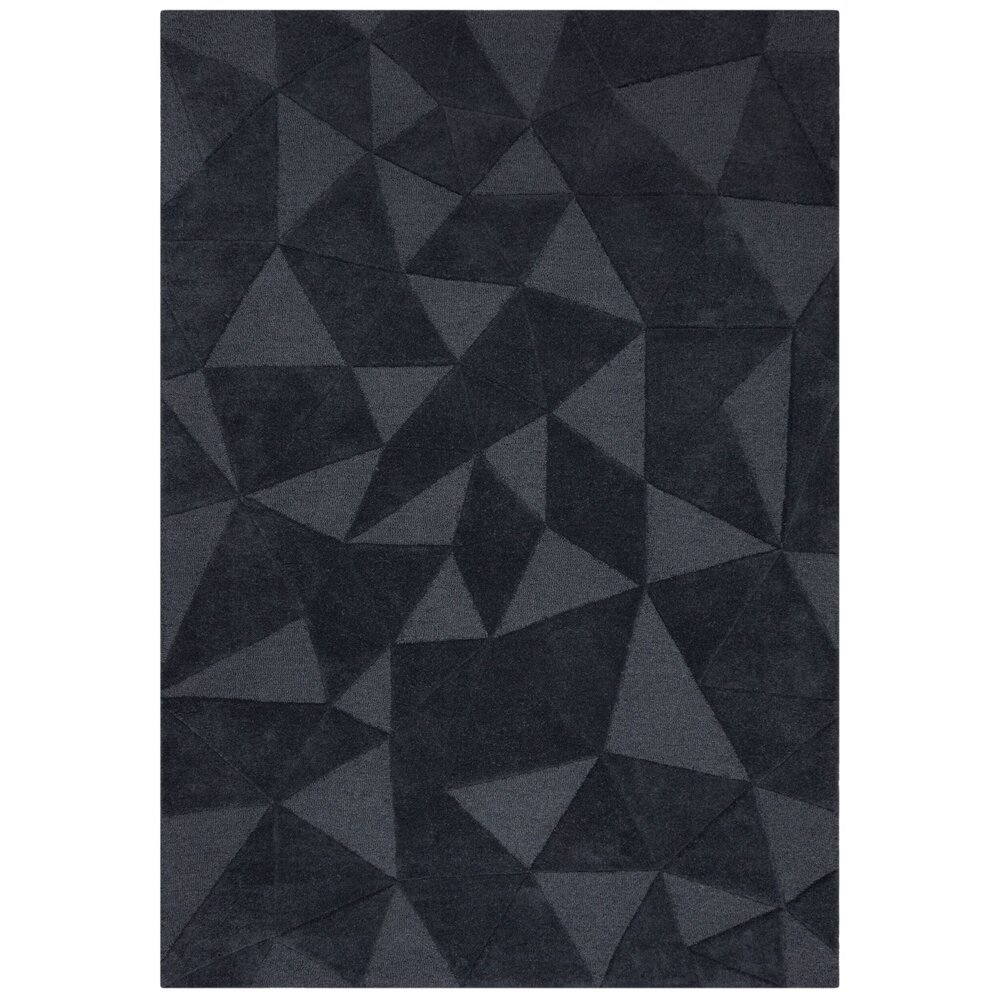 Scherben-Teppich - Kurzflor - 100% Wolle - Geo Modern - Grau Charcoal Scherben-Teppich - Kurzflor - 100% Wolle - Geo Modern - Grau Charcoal