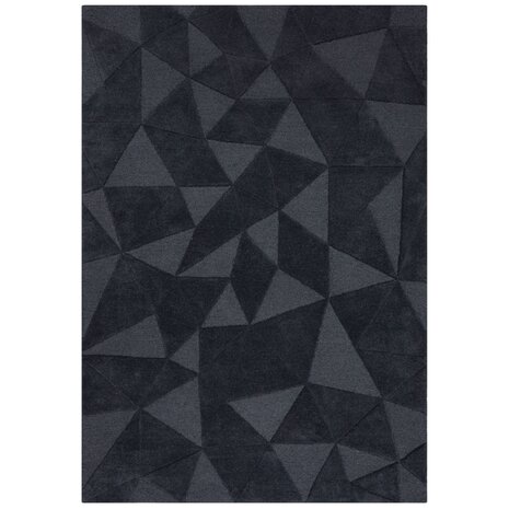 Scherben-Teppich - Kurzflor - 100% Wolle - Geo Modern - Grau Charcoal Scherben-Teppich - Kurzflor - 100% Wolle - Geo Modern - Grau Charcoal