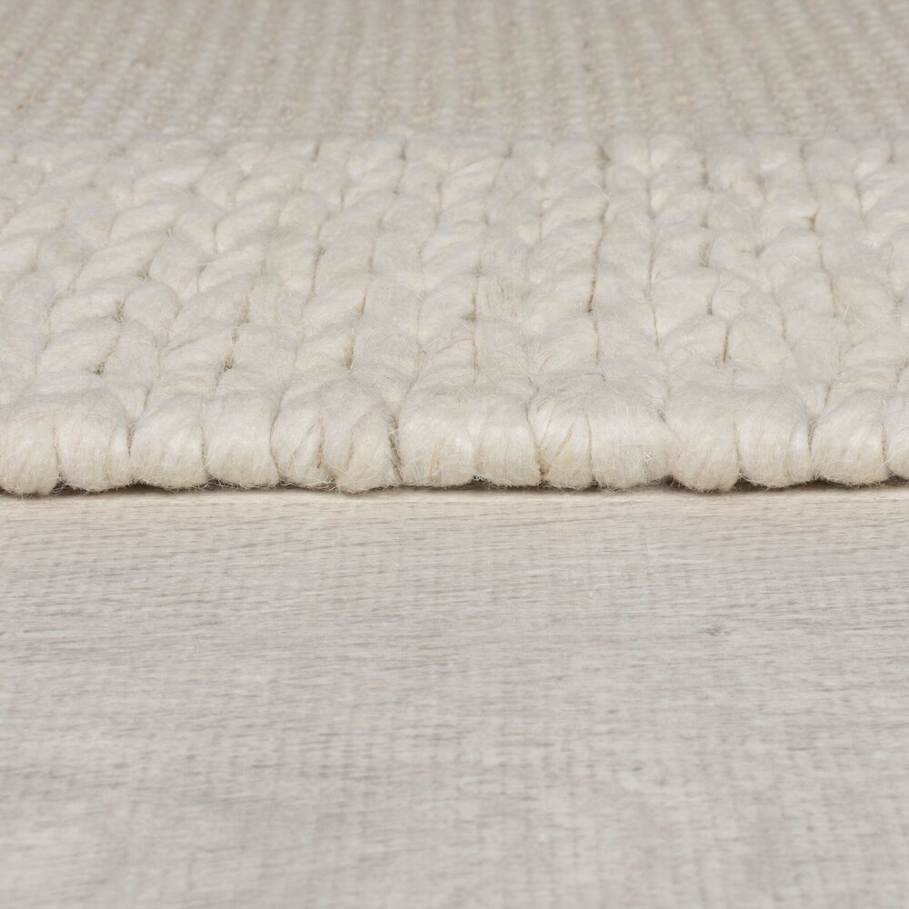 Teppich Rue - Kurzflor - Wolle - Rahmen Modern - Natur / Creme