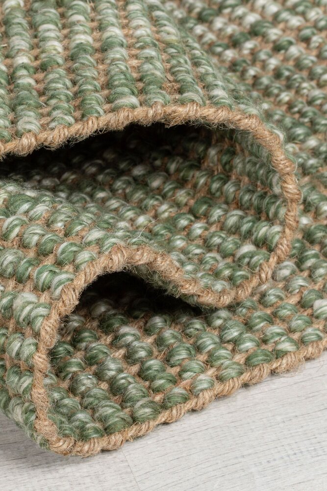 Jute Ombre Teppich - Kurzflor - Wolle Mix - Handgewebt Modern - Grün Jute Ombre Teppich - Kurzflor - Wolle Mix - Handgewebt Modern - Grün