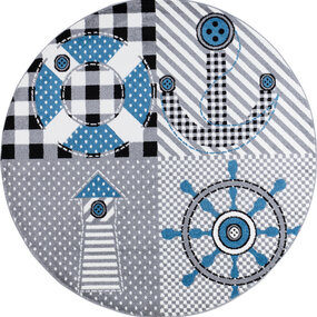 Kinderzimmer Piratendesign Grau Teppich - Rund Kinderzimmer Piratendesign Grau Teppich - Rund