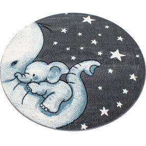 Kinderzimmer Elefant Blauer Teppich - Rund Kinderzimmer Elefant Blauer Teppich - Rund