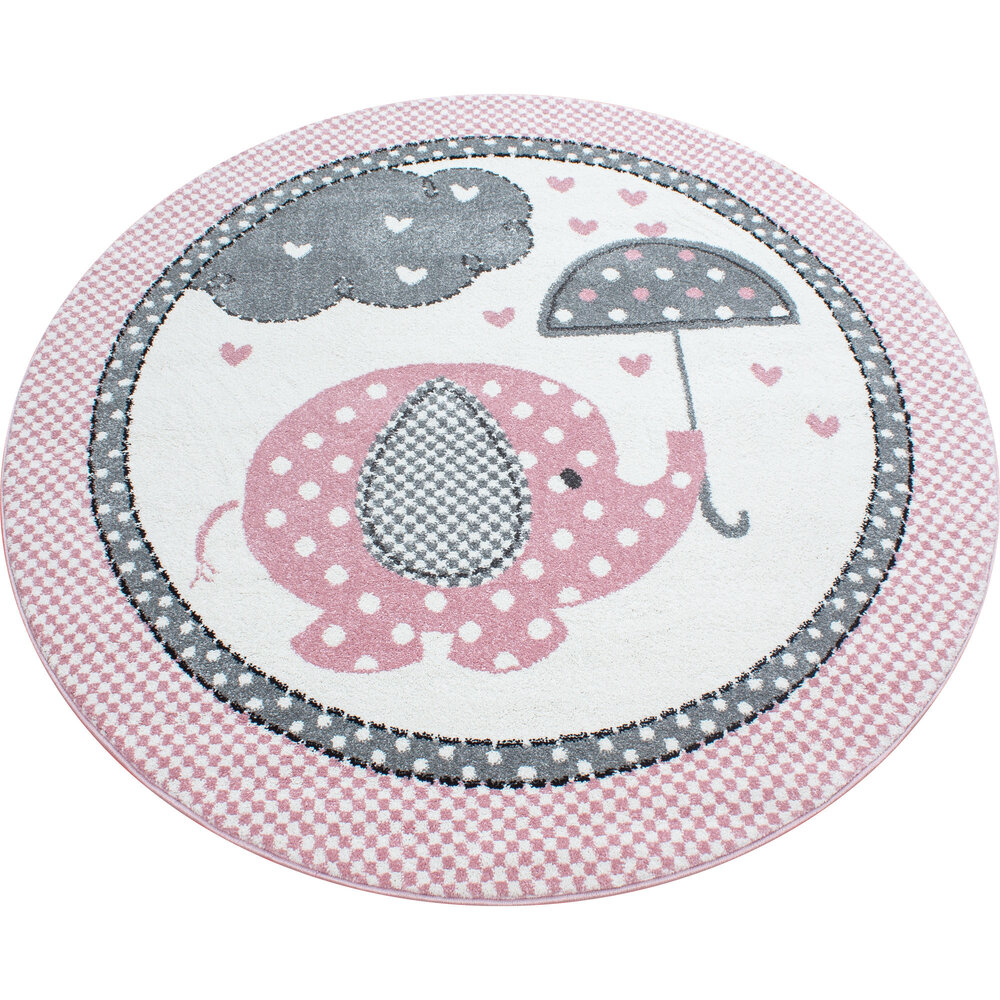 Kinderzimmer Elefant Rosa Teppich - Rund