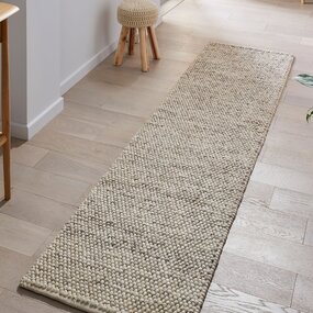 Läufer - Mineralien Uni Modern Kurzflor - Wolle - Polka dots - Natur / Beige 60X230 Cm