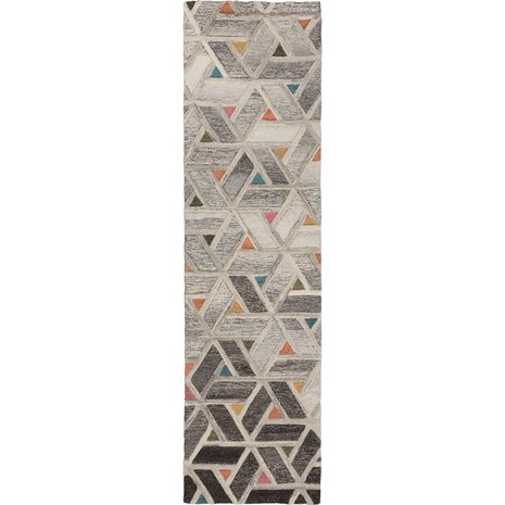 Läufer - River Modern Niedrigflor - 100% Wolle - Geo - Grau / Multi 60X230 Cm Läufer - River Modern Niedrigflor - 100% Wolle - Geo - Grau / Multi 60X230 Cm