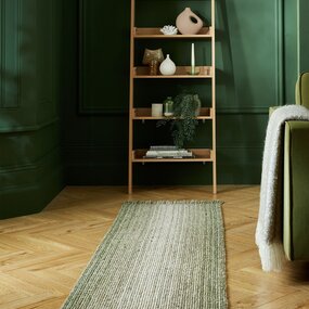 Läufer - Jute Ombre Modern Niedrigflor - Wollmischung - Handgewebt - Grün 60X230 Cm Läufer - Jute Ombre Modern Niedrigflor - Wollmischung - Handgewebt - Grün 60X230 Cm