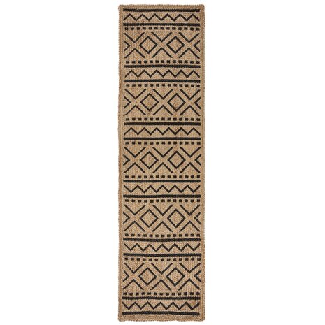 Läufer - Luis Modern Kurzflor - Jute - Natur / Beige / Schwarz 60X230 Cm