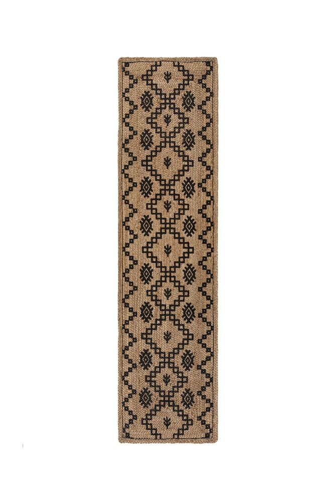 Läufer - Rowen Gemustert Modern Niedrigflor - Jute - Natur / Beige / Schwarz 60X230 Cm Läufer - Rowen Gemustert Modern Niedrigflor - Jute - Natur / Beige / Schwarz 60X230 Cm