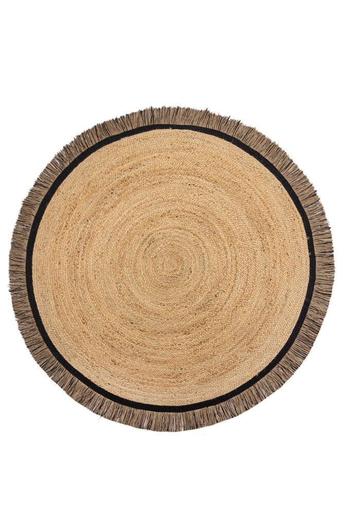 Rund Jute-Teppich - Kahana Natur/schwarz Rund Jute-Teppich - Kahana Natur/schwarz
