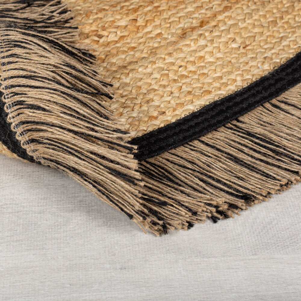 Rund Jute-Teppich - Kahana Natur/schwarz Rund Jute-Teppich - Kahana Natur/schwarz