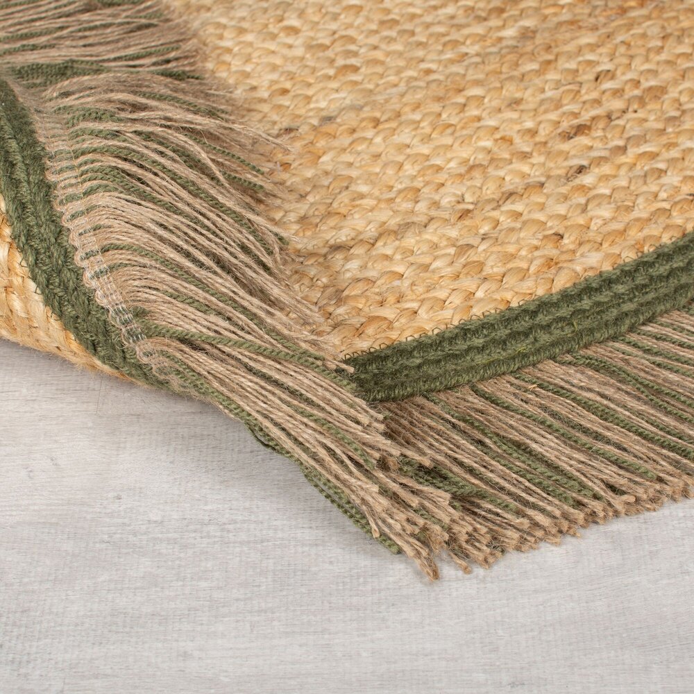 Rund Rahmenteppich - Kahana - Rahmen - Jute - Grün