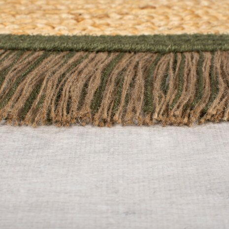 Rund Rahmenteppich - Kahana - Rahmen - Jute - Grün