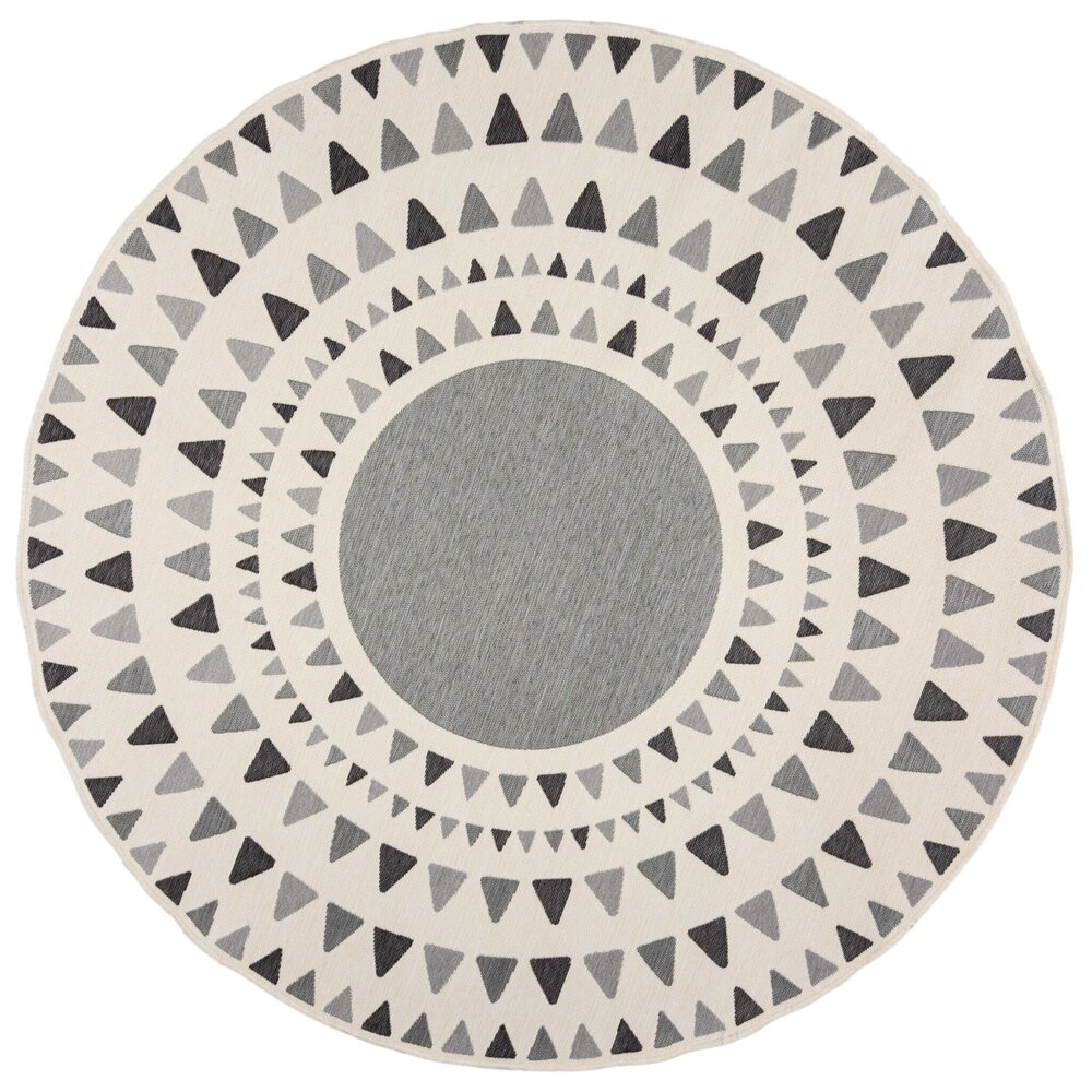Rund Teppich für In & Outdoor - Shadow Rays Grau/crème - 160 Cm Rund Teppich für In & Outdoor - Shadow Rays Grau/crème - 160 Cm