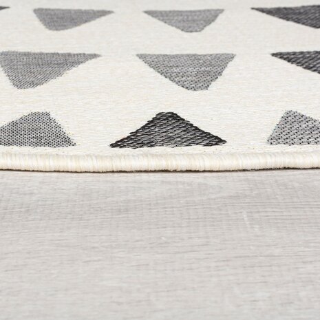 Rund Teppich für In & Outdoor - Shadow Rays Grau/crème - 160 Cm Rund Teppich für In & Outdoor - Shadow Rays Grau/crème - 160 Cm