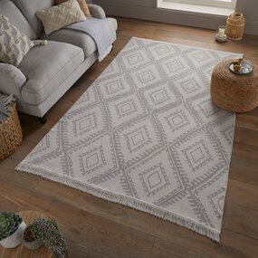 Geometrischer Teppich - Alix Recycled Grau Geometrischer Teppich - Alix Recycled Grau