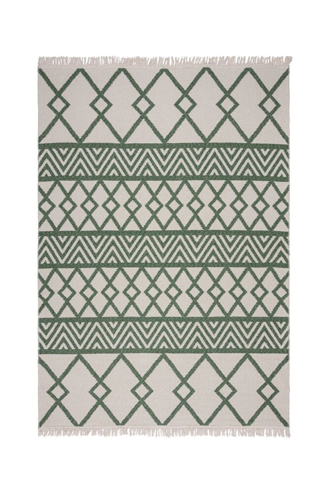 Geometrischer Teppich - Teo Recycled Grün/crème