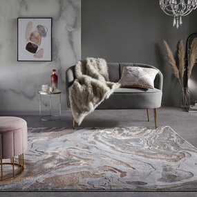 Modern Teppich - Marmoriertes Grau/rosa Modern Teppich - Marmoriertes Grau/rosa