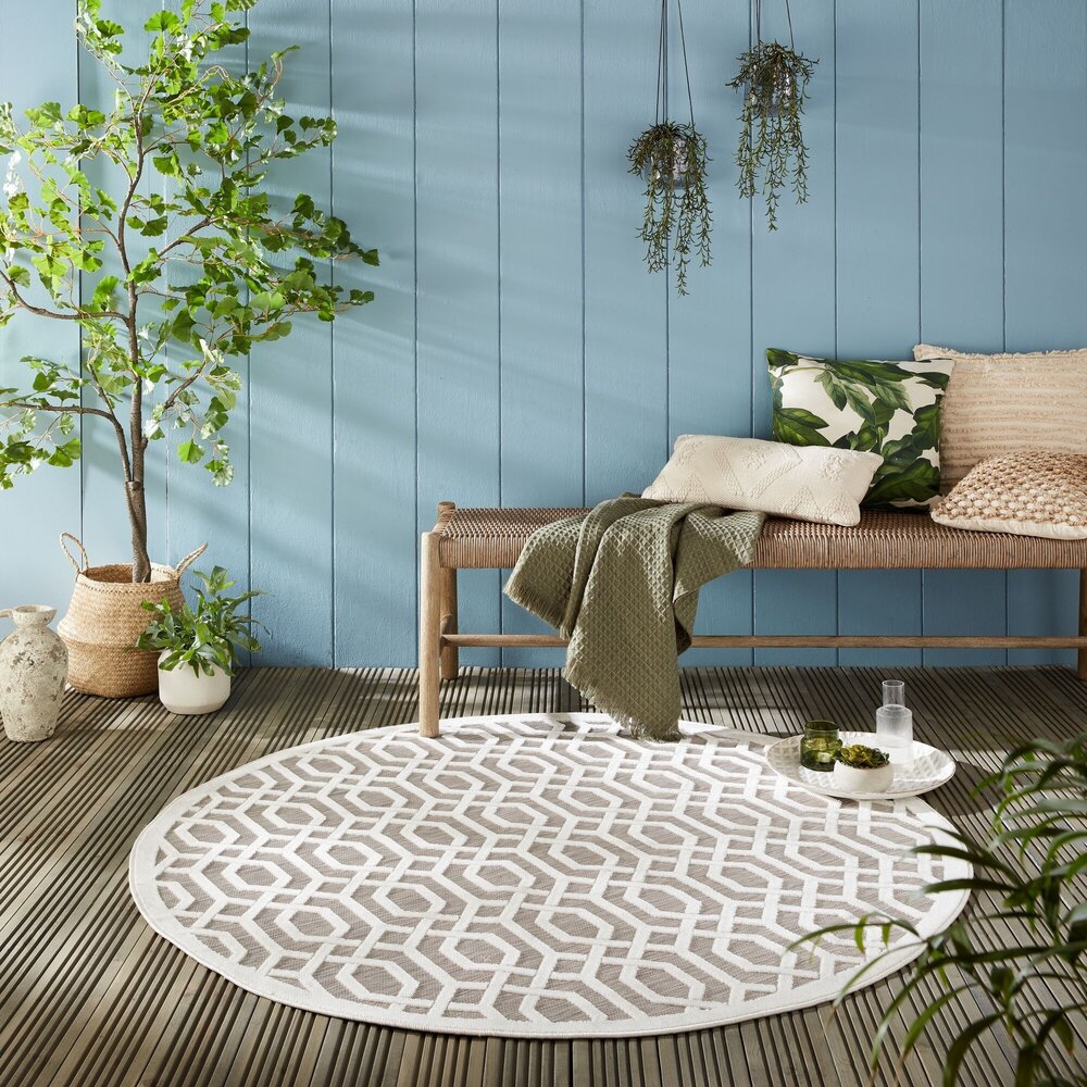 Rund Outdoor-Teppich - Mataro Creme/beige