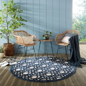 Rund Modern Teppich für In & Outdoor - Oro Blau Rund Modern Teppich für In & Outdoor - Oro Blau