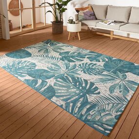 Teppich In & Outdoor - Tropical Leaves Blau Teppich In & Outdoor - Tropical Leaves Blau