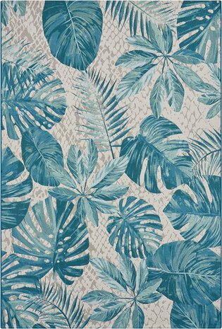 Teppich In & Outdoor - Tropical Leaves Blau