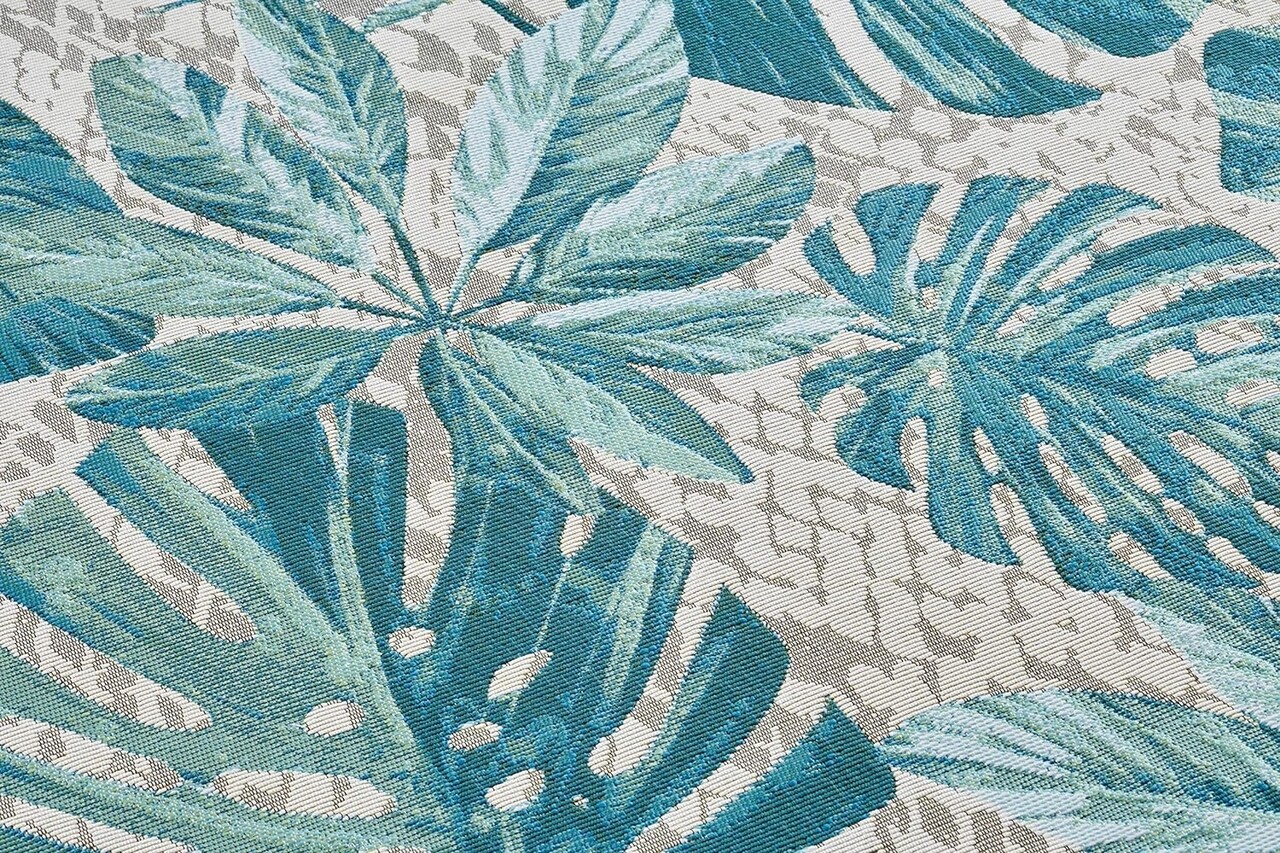 Teppich In & Outdoor - Tropical Leaves Blau