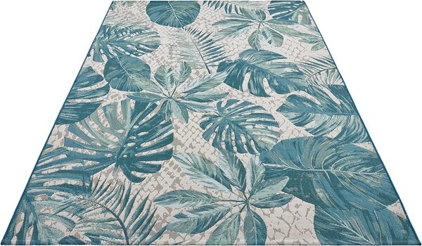 Teppich In & Outdoor - Tropical Leaves Blau