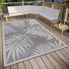 Outdoor-Teppich - Paru Leaves Grau/creme Outdoor-Teppich - Paru Leaves Grau/creme