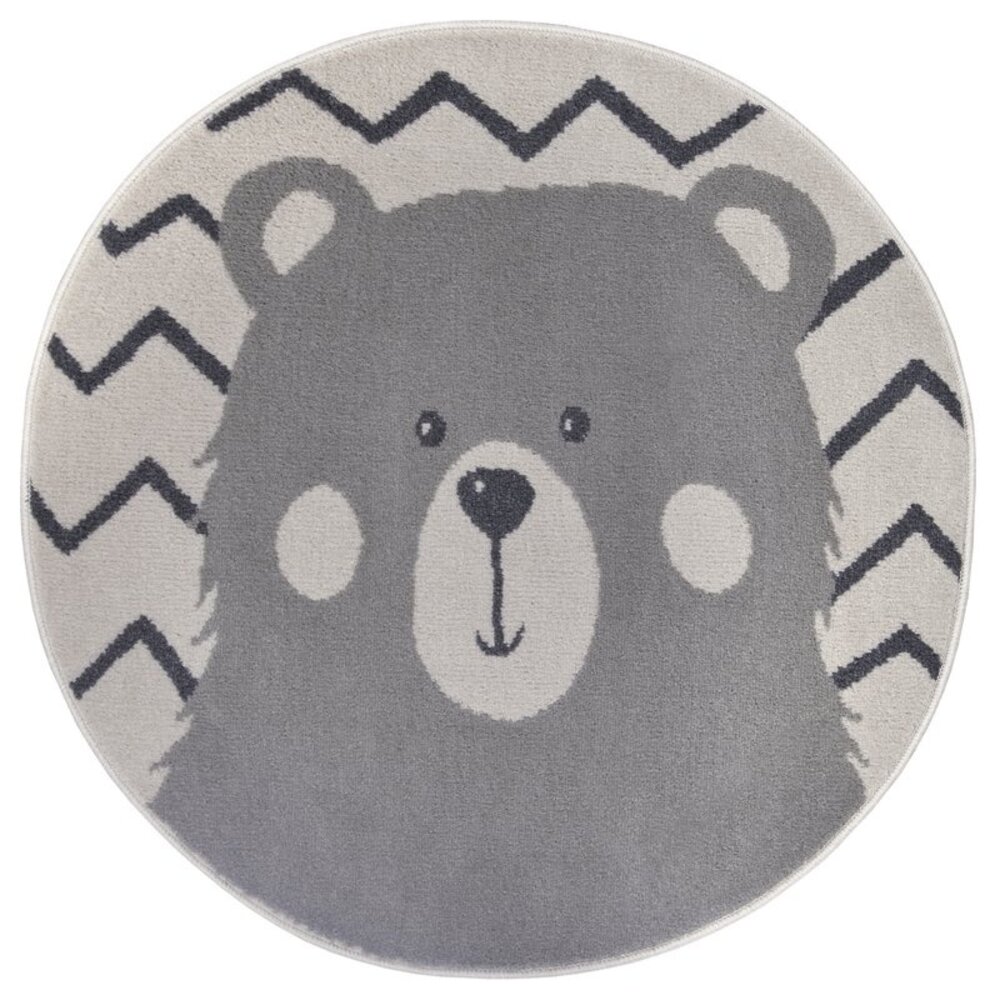 Rund Kinderteppich - Adventures Bear Creme/grau Rund Kinderteppich - Adventures Bear Creme/grau