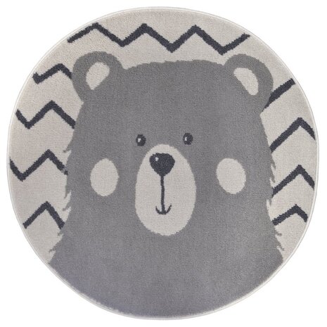Rund Kinderteppich - Adventures Bear Creme/grau Rund Kinderteppich - Adventures Bear Creme/grau