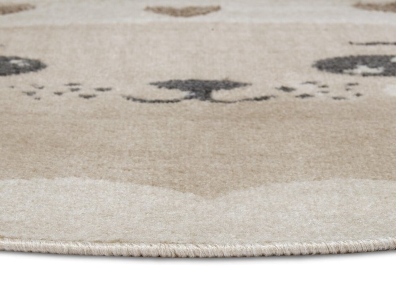 Rund Kinderteppich - Adventures Cat Creme/beige Rund Kinderteppich - Adventures Cat Creme/beige