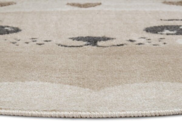 Rund Kinderteppich - Adventures Cat Creme/beige Rund Kinderteppich - Adventures Cat Creme/beige