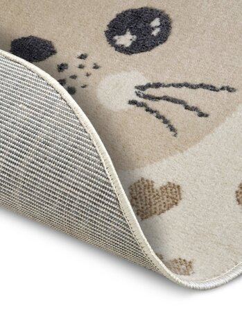 Rund Kinderteppich - Adventures Cat Creme/beige Rund Kinderteppich - Adventures Cat Creme/beige