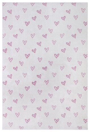 Kinderteppich - Adventures Hearts Creme/rosa