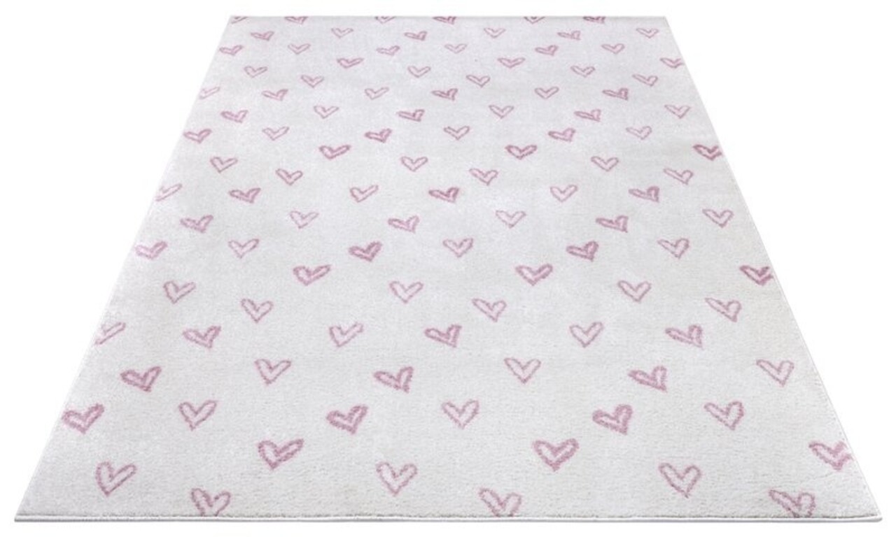 Kinderteppich - Adventures Hearts Creme/rosa