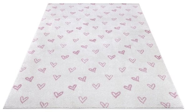 Kinderteppich - Adventures Hearts Creme/rosa