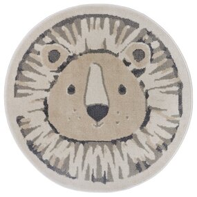 Rund Kinderteppich - Adventures Lion Beige/grau Rund Kinderteppich - Adventures Lion Beige/grau