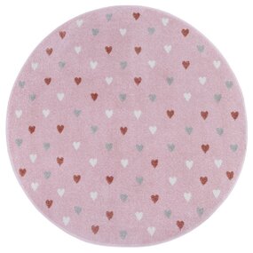 Rund Kinderteppich - Adventures Hearts Rosa Rund Kinderteppich - Adventures Hearts Rosa