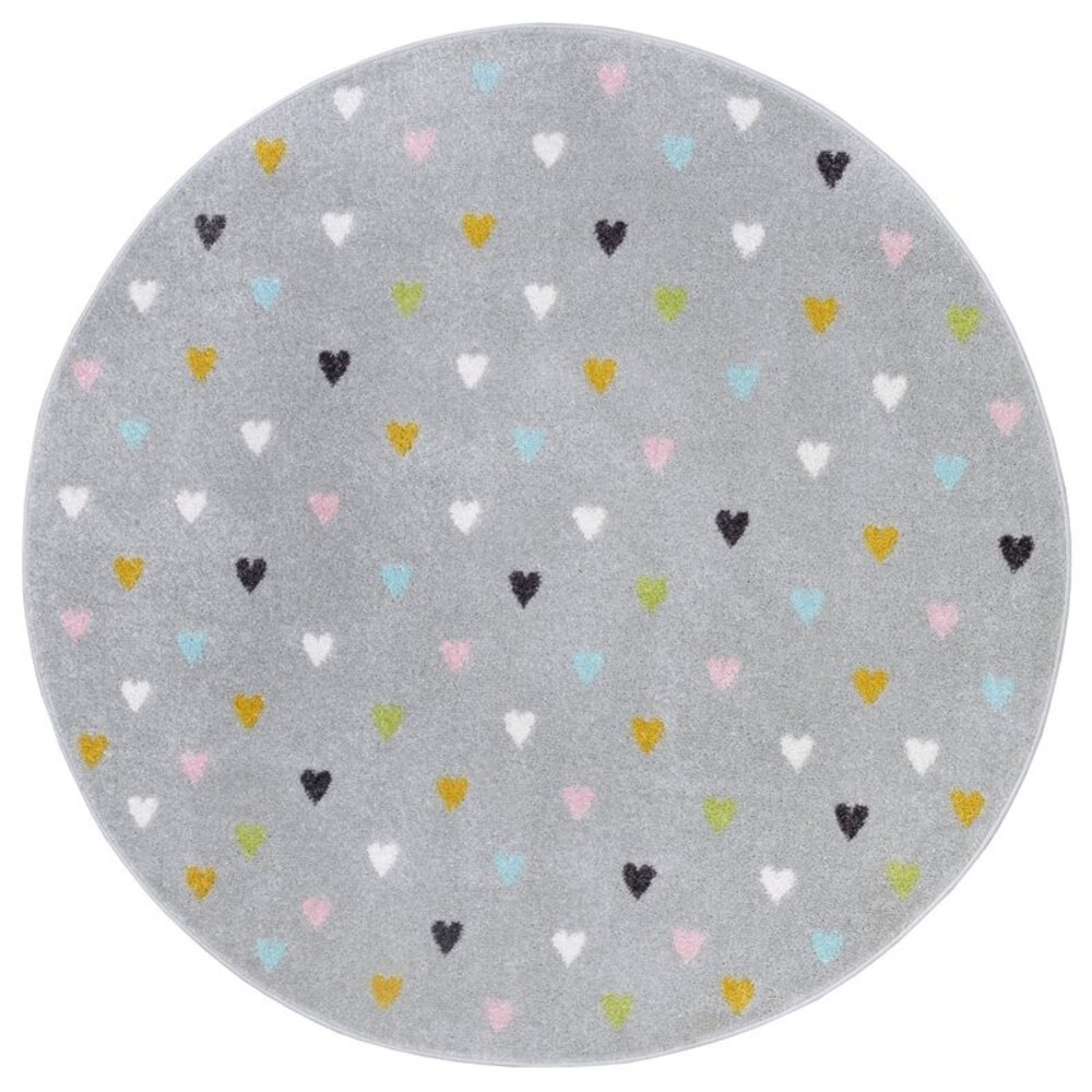Rund Kinderteppich - Adventures Hearts Grau/multicolour