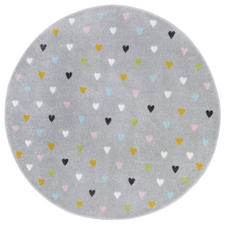 Rund Kinderteppich - Adventures Hearts Grau/multicolour