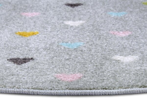 Rund Kinderteppich - Adventures Hearts Grau/multicolour