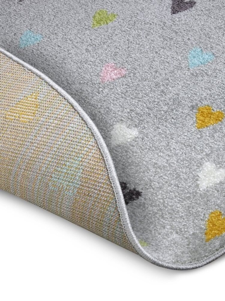 Rund Kinderteppich - Adventures Hearts Grau/multicolour Rund Kinderteppich - Adventures Hearts Grau/multicolour