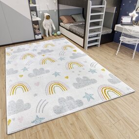 Kinderteppich - Abenteuer Regenbogen Und Wolken Creme/multicolour Kinderteppich - Abenteuer Regenbogen Und Wolken Creme/multicolour