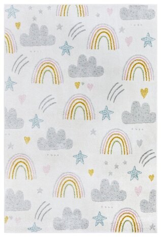 Kinderteppich - Abenteuer Regenbogen Und Wolken Creme/multicolour Kinderteppich - Abenteuer Regenbogen Und Wolken Creme/multicolour