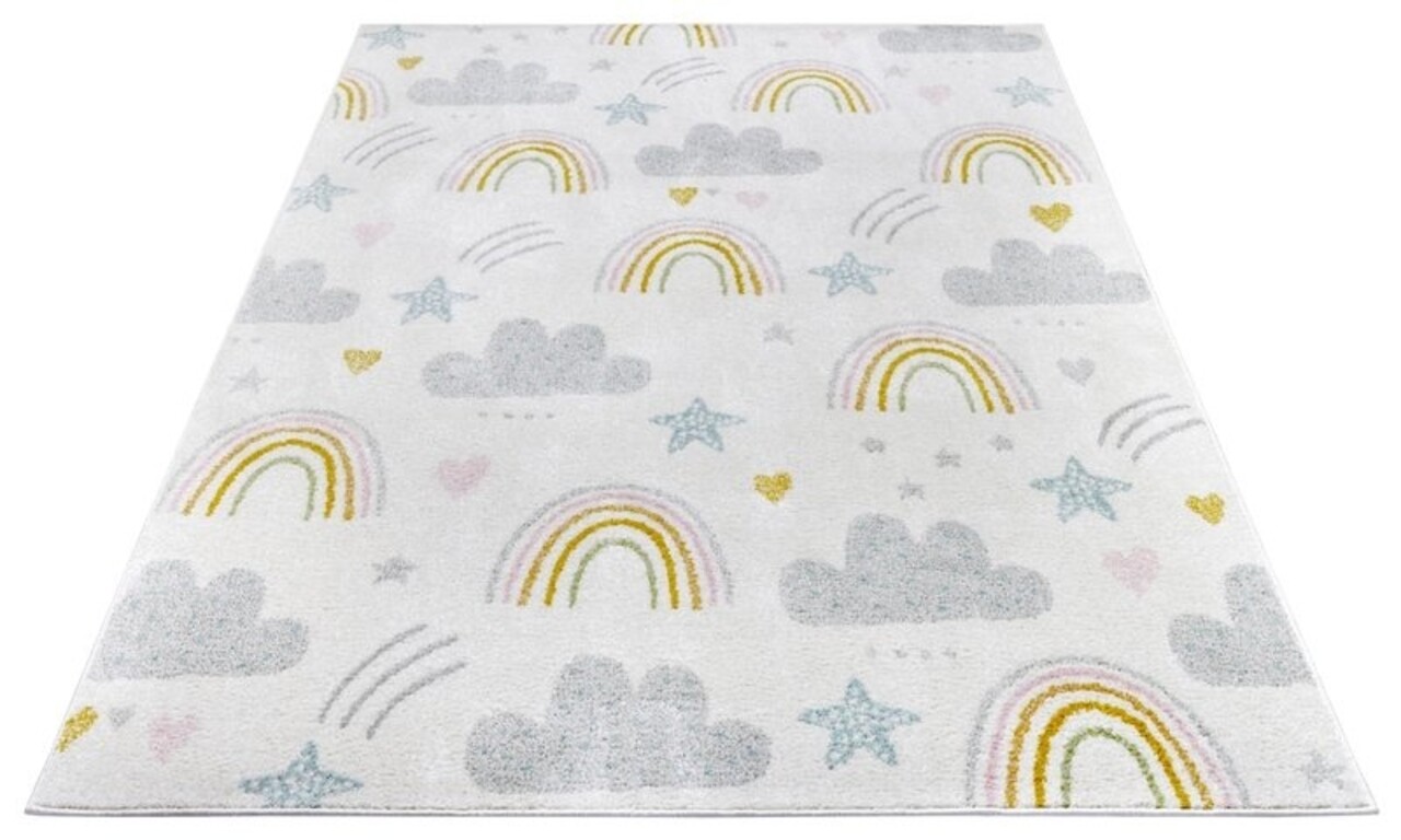 Kinderteppich - Abenteuer Regenbogen Und Wolken Creme/multicolour Kinderteppich - Abenteuer Regenbogen Und Wolken Creme/multicolour