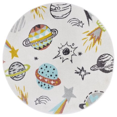 Rund Kinderteppich - Adventures Space Creme/multi