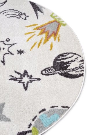 Rund Kinderteppich - Adventures Space Creme/multi
